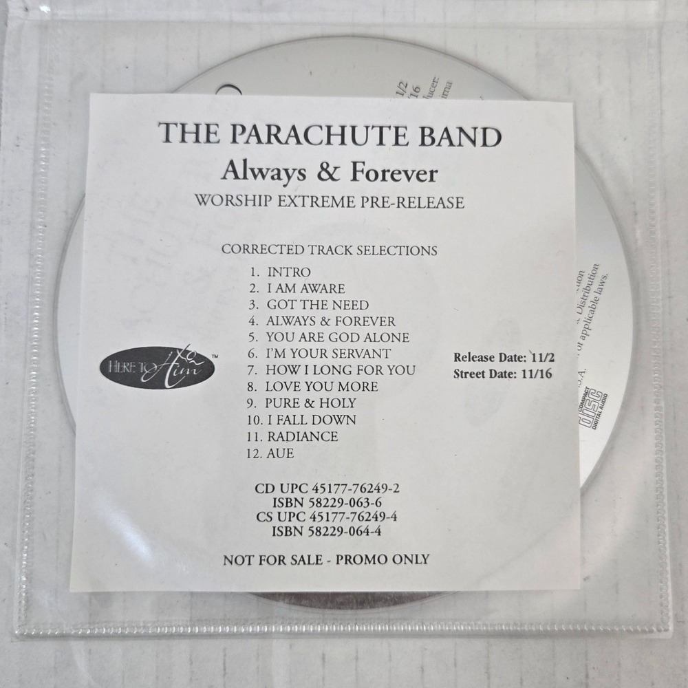 The Parachute Band Always Forever CD Promo 1999 Rare Worship Extreme Release